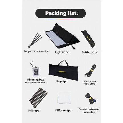 NiceFoto FB-1000C 100W RGBW Folding Fabric LED Light