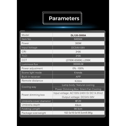 NiceFoto DL120-3000A 300W Bi-Color Umbrella Light(With Grid)