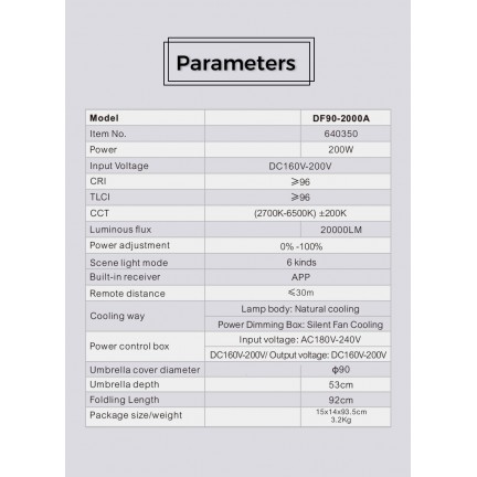 NiceFoto DF90-2000A 200W Bi-Color Umbrella Light(With Grid)