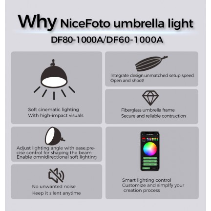 NiceFoto DF80-1000A 100W Bi-Color Umbrella Light(With Grid)