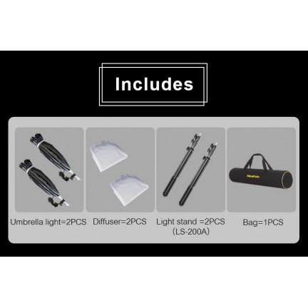 NiceFoto KT-DP80-1000B 100W (Daylight) Umbrella Light 2 Kit (With 2 Stand)