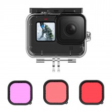 TELESIN 45M Diving Waterproof Case with Lens Filter for GoPro Hero 12/11/10/9