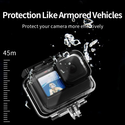 TELESIN 45M Diving Waterproof Case with Lens Filter for GoPro Hero 12/11/10/9