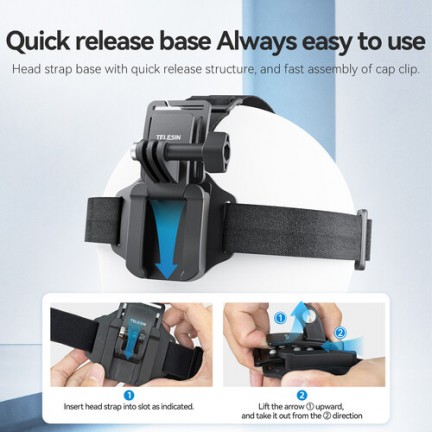 TELESIN 2-in-1 Quick Release Head Strap & Cap Clip for Action Camera