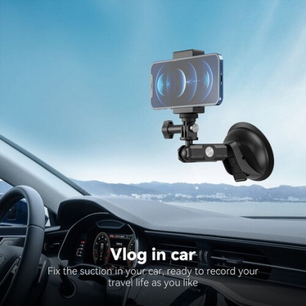 TELESIN Upgraded General Suction Cup Mount With Phone Clip