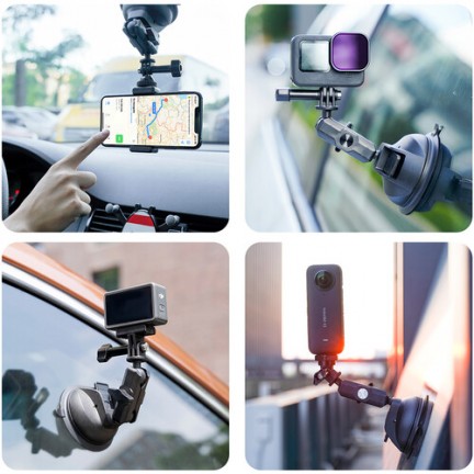 TELESIN Upgraded General Suction Cup Mount With Phone Clip