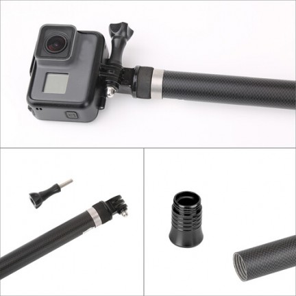 TELESIN Ultra Light No Bending Carbon Fibre Selfie Stick For Action Cameras 2.7M