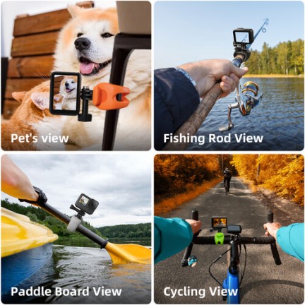 TELESIN Rubber Handlebar Mount for Action Cameras (Orange)