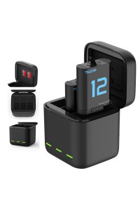 TELESIN Charging Case With 2 Batteries for Hero 12/11/10/9