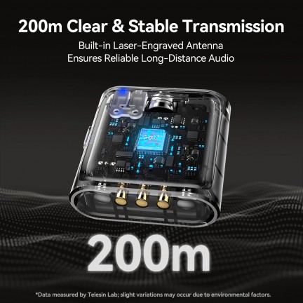 TELESIN Wireless Lavalier Microphone Compatible Type-C Devices Phone/Laptop/Camera