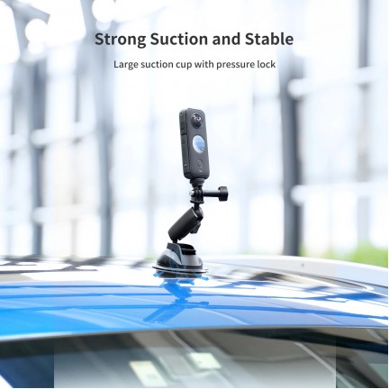 TELESIN Aluminum Alloy Camera Suction Cup Mount With Phone Clip
