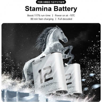 TELESIN 1720mAh Stamina Battery for GoPro HERO12/11/10/9