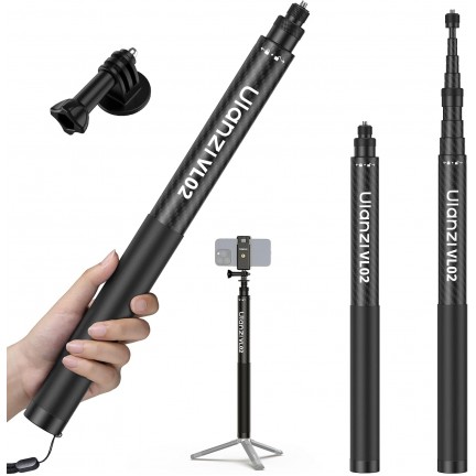 Ulanzi VL02 2.7M Carbon Fiber Selfie Stick Invisible Pole for GoPro Insta360 DJI Osmo Action Camera