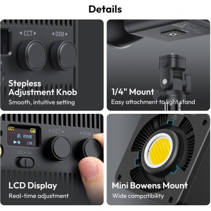 Ulanzi ML100Bi 100W Bi Color COB Video Light with Built-In Battery