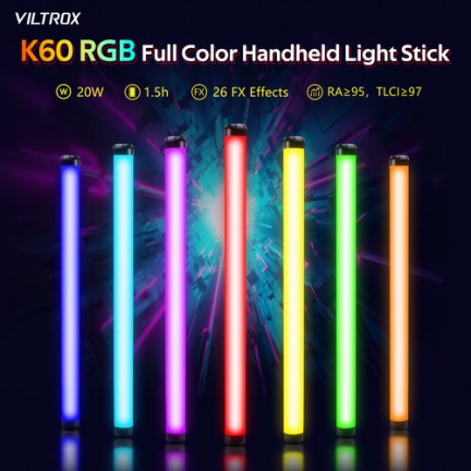 VILTROX K60 20W Handheld RGB LED Light Stick Black (22.8")
