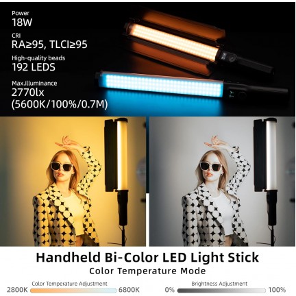 VILTROX H18 Double-Sided Bi-Color & RGB LED Tube Light (22.4")