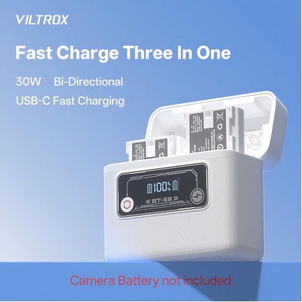 VILTROX BT-E6 Camera Battery Charging Case Power Bank for Canon LP-E6 (Battery Not Included)