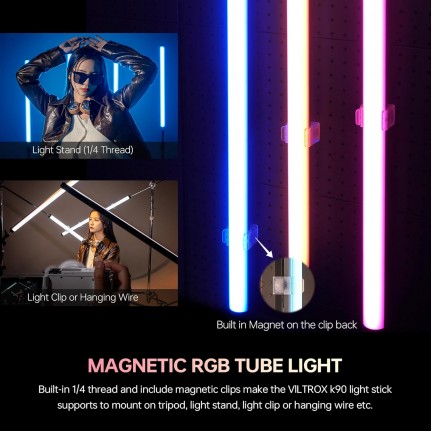 VILTROX K90 2 Kit 30W Handheld RGB LED Light Stick Black (38.31")