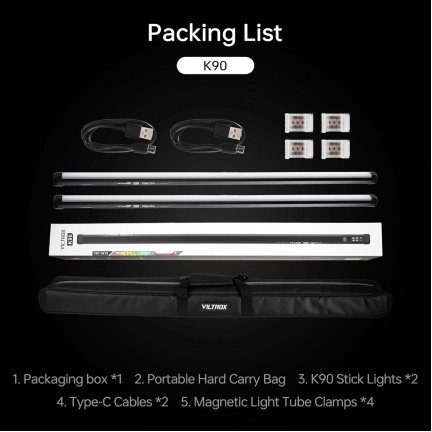 VILTROX K90 2 Kit 30W Handheld RGB LED Light Stick Black (38.31")
