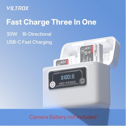 VILTROX BT-FZ100 Camera Battery Charging Case Power Bank for Sony NP-FZ100 (Battery Not Included)