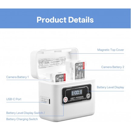 VILTROX BT-FZ100 Camera Battery Charging Case Power Bank for Sony NP-FZ100 (Battery Not Included)