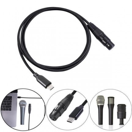 USB Type C To XLR Adapter Type C Male To 3 Pin XLR Female Microphone Cable 3 Meter