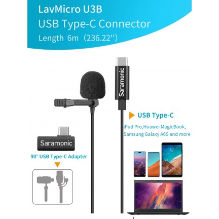 Saramonic LavMicro U3B Omnidirectional Lavalier Microphone with USB Type-C Connector