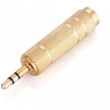 Gold 6.5mm to 3.5mm F/M Microphone Headphone Audio Jack Adapter Convertor Plug