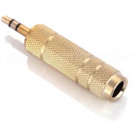 Gold 6.5mm to 3.5mm F/M Microphone Headphone Audio Jack Adapter Convertor Plug