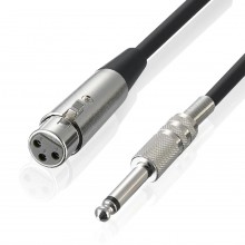 cable 1/4''Jack 6.5mm Male to XLR Female Microphone Mono Cable Foil+Braided Shielded 1.8M