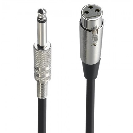 cable 1/4''Jack 6.5mm Male to XLR Female Microphone Mono Cable Foil+Braided Shielded 1.8M
