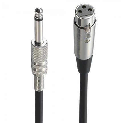 cable 1/4''Jack 6.5mm Male to XLR Female Microphone Mono Cable Foil+Braided Shielded 3M