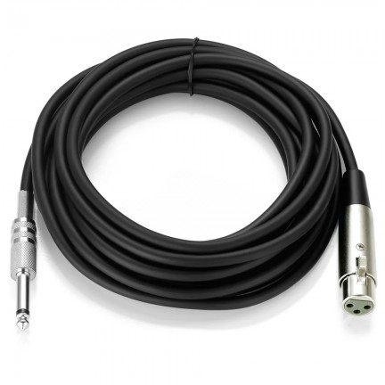 cable 1/4''Jack 6.5mm Male to XLR Female Microphone Mono Cable Foil+Braided Shielded 1.8M