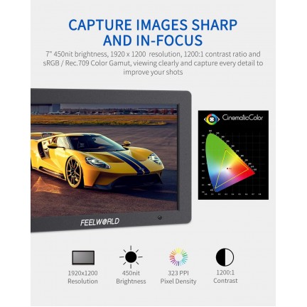 FEELWORLD T7 PLUS 7 Inch 3D LUT DSLR Camera Field Monitor with Waveform 4K HDMI Aluminum Housing