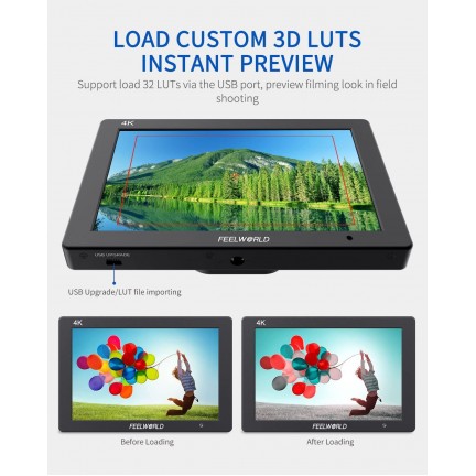 FEELWORLD T7 PLUS 7 Inch 3D LUT DSLR Camera Field Monitor with Waveform 4K HDMI Aluminum Housing