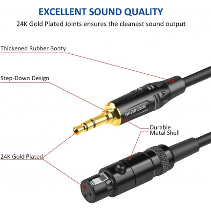  Jack 3.5mm 1/8 to 3-Pin Mini XLR Cable TRS 1/8 Inch Aux Stereo Male to Mini XLR Female Audio Adapter Cable for AKG K550 3m