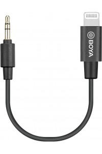 Boya BY-K1 3.5mm Male TRS 20cm Male Lightning Adapter Cable Compatible with iPhone iOS Devices