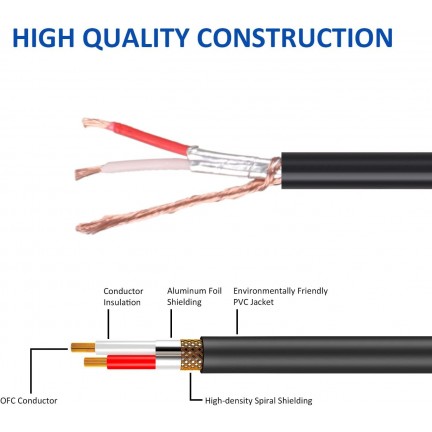Jack 3.5mm 1/8 to 3-Pin Mini XLR Cable TRS 1/8 Inch Aux Stereo Male to Mini XLR Female Audio Adapter Cable for AKG K550 3m