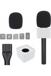 Microphone Interview Handheld Adapter with Foam and Square Cube White