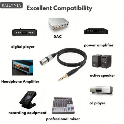 XLR Male To 6.5mm 1/4" TRS Male to XLR Male Balanced Audio Cable 5M