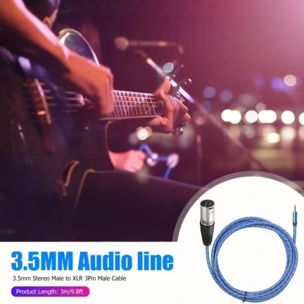XLR Male To 3.5mm Stereo Plug to XLR 3Pin Male Aluminium Alloy Case Cable for Sound Card 3M