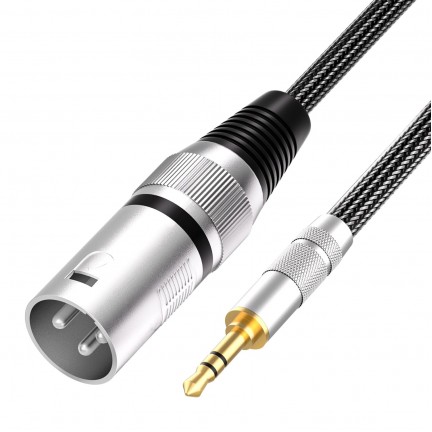 XLR Male to 3.5mm Cable Unbalanced Mini Jack 1/8 inch to XLR Male Adapter Microphone Cable 3M