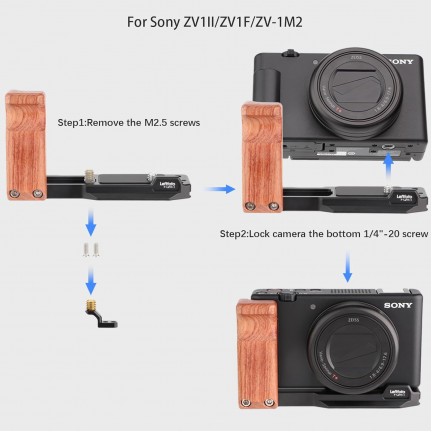 LEFTFOTO ZV-1 II Handgrip L Bracket Wooden Side Handle for Sony ZV-1 II/ZV-1/ZV1F/ZV-1M2/ZV-1 Mark II
