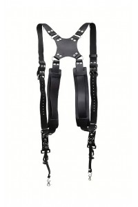 Leather Dual Camera Strap Harness QR Multi Gear Camera Shoulder Adjustable