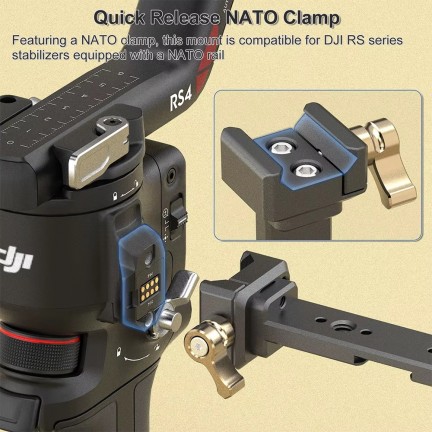 Minifocus Monitor Mounting Support with NATO Clamp for DJI RS 2 RSC 2 RS 3 RS 3 Pro RS 3 Mini RS 4 or RS 4 Pro Gimbal