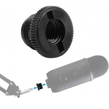 Black Plastic 5/8" M-3/8" F Mic Screw Thread Adapter for Mic Microphone Stand