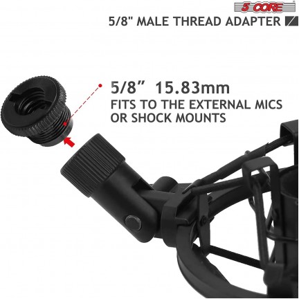 Black Plastic 5/8" M-3/8" F Mic Screw Thread Adapter for Mic Microphone Stand