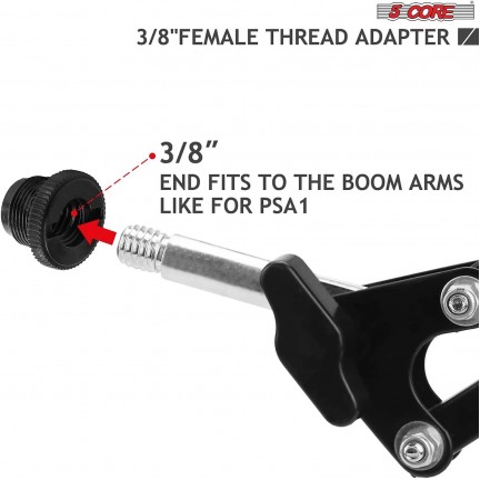Black Plastic 5/8" M-3/8" F Mic Screw Thread Adapter for Mic Microphone Stand