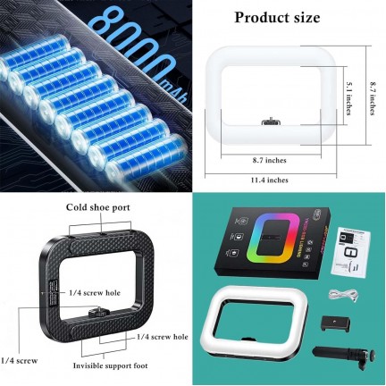 YM-200 RGB Rechargeable 20W Selfie Portable Ring Light Phone Adjustable Fill Ring Light