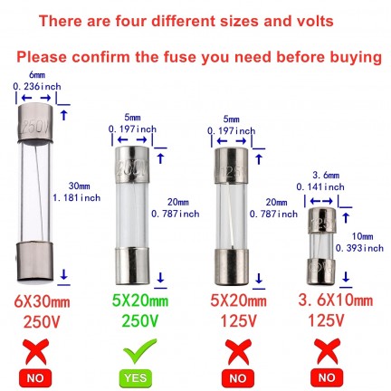 Fast Blow Fuse 5Amp 250V Glass Fuses (4Pc)